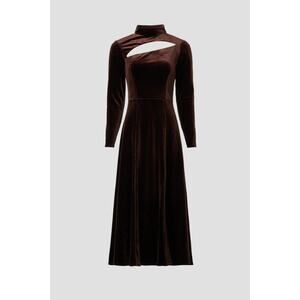 Rene Ruiz Collection Velvet Midi Brown Cocktail Formal Dress Sz 6 (Ret $1295)